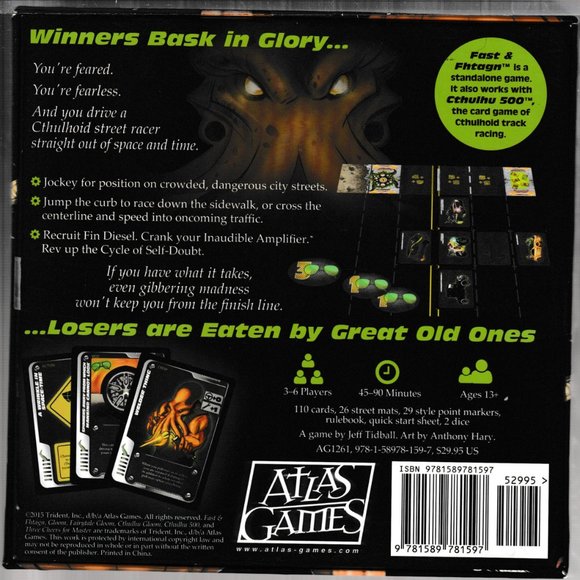 Fast & Fhtagn Game of Cthulhoid Street Racing by Jeff Tidball Atlas Games Signed - Picture 2 of 7